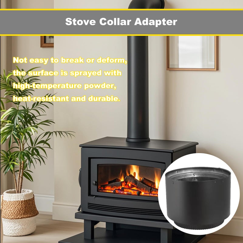 Pschimit.W 6 Inch Double Wall Stove Top Connecting Adapter for DVL 6DVL-AD Stove Collar Adapter,Black - Image 2