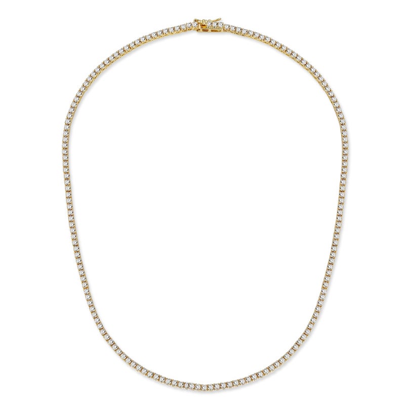 Gemsme 18K Yellow Gold Plated 3.0mm Round Cubic Zirconia Classic Tennis Necklace for Women and Men 18 Inch - Image 1
