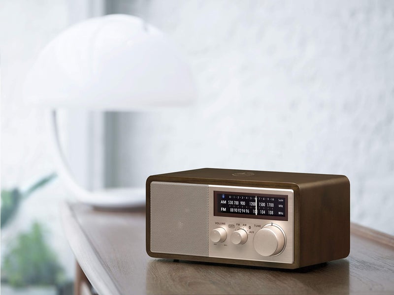SANGEAN راديو خشبي خاص بالذكرى الخامسة والأربعين من سانجيان WR-16SE AM/FM/Bluetooth/Aux-in/USB لشحن الهاتف (جوز داكن مع ذهب وردي) - Image 2