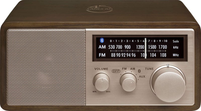 SANGEAN راديو خشبي خاص بالذكرى الخامسة والأربعين من سانجيان WR-16SE AM/FM/Bluetooth/Aux-in/USB لشحن الهاتف (جوز داكن مع ذهب وردي) - Image 1