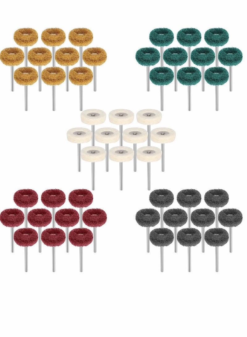 SYOSI Polishing Buffing Wheel Set, Wool Felt Brush Grinding, and Kit with 3mm Shank Head for Electric Rotary Tool Polisher Hand Drills 50 Pcs - Image 1