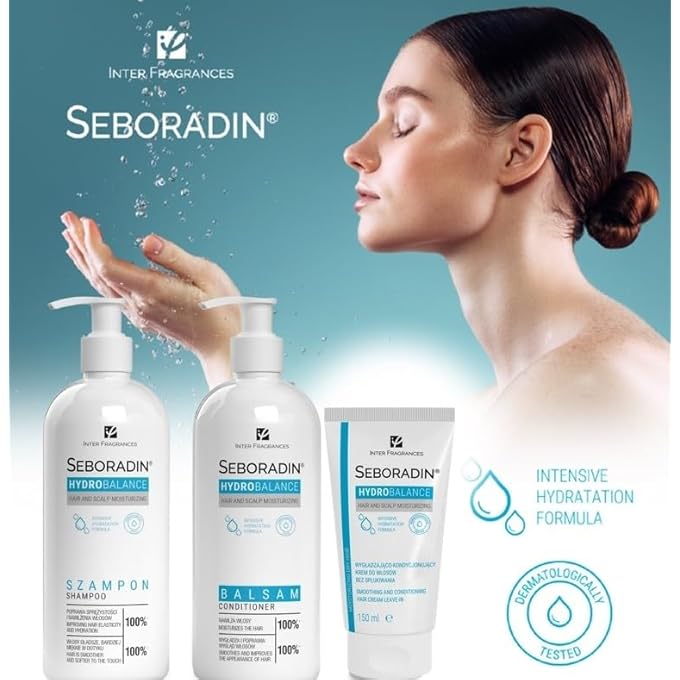 Seboradin SHAMPOO INTENSIVE MOISTURISING HAIR SHAMPOO FOR ALL HAIR TYPES AND SCALP HYDRATING FOR DRY HAIR IMPROVED ELASTICITY ALOE VERA HYDRO BALLANCE 400 ML - Image 2