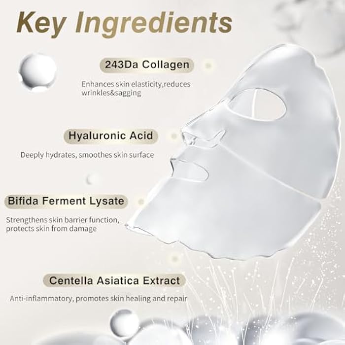 ISTON 6 Pack Bio-Collagen Real Deep Anti Wrinkle Lifting Mask,Overnight Hydrating Face Mask for All Skin Types -Pore Minimizing,Elasticity Enhancing,Firming,Moisturizing - Image 4
