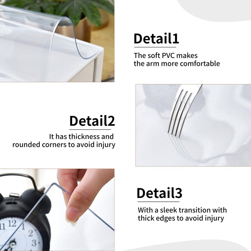 LBJFYHJN Clear Desk Mat, Non-Slip PVC Desk Protector Mat with Round Edge, Heat Resistant & Waterproof Clear Desk Writing Mat for Home and Office (23.6"*15.7") - Image 4