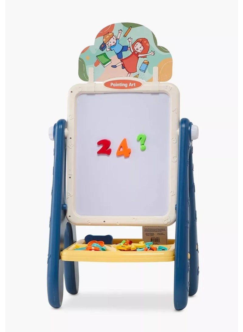 Toy Box Adjustable Plastic Standing Art Easel Whiteboard and Chalkboard With Chalk, Markers, Eraser, Clips Drawing Board For Kids - Image 2
