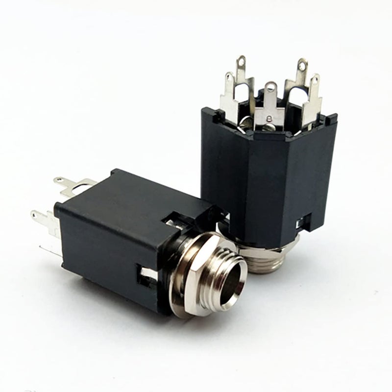 klarako 5PCS 6.35mm Full Copper Stereo Jack Welding Socket Panel Audio Plug for Guitar Pedal Lamp, Black - Image 5