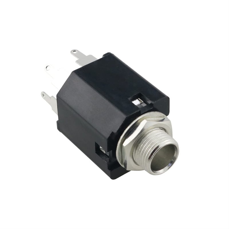 klarako 5PCS 6.35mm Full Copper Stereo Jack Welding Socket Panel Audio Plug for Guitar Pedal Lamp, Black - Image 3