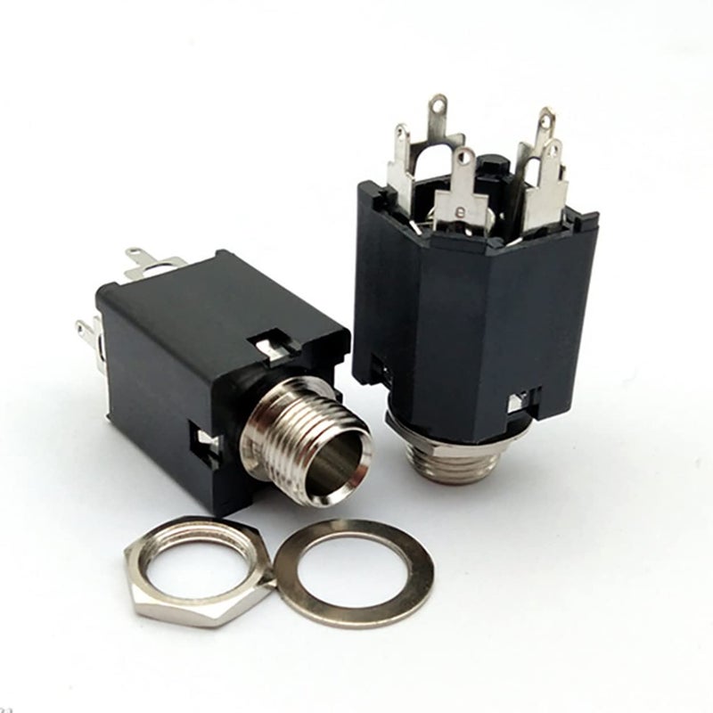 klarako 5PCS 6.35mm Full Copper Stereo Jack Welding Socket Panel Audio Plug for Guitar Pedal Lamp, Black - Image 4