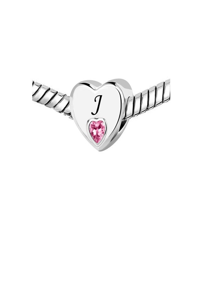 KunBead Initial J Letter Love Pink Heart Alphabet Bead Charms Compatible with Pandora Charm Bracelets - Image 3