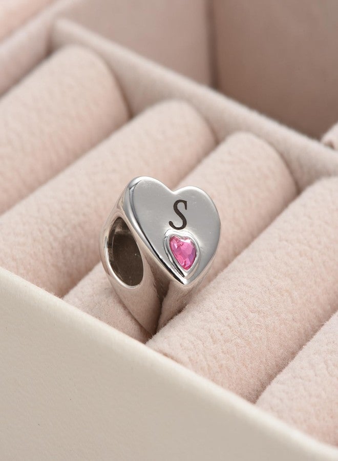 KunBead Initial J Letter Love Pink Heart Alphabet Bead Charms Compatible with Pandora Charm Bracelets - Image 5