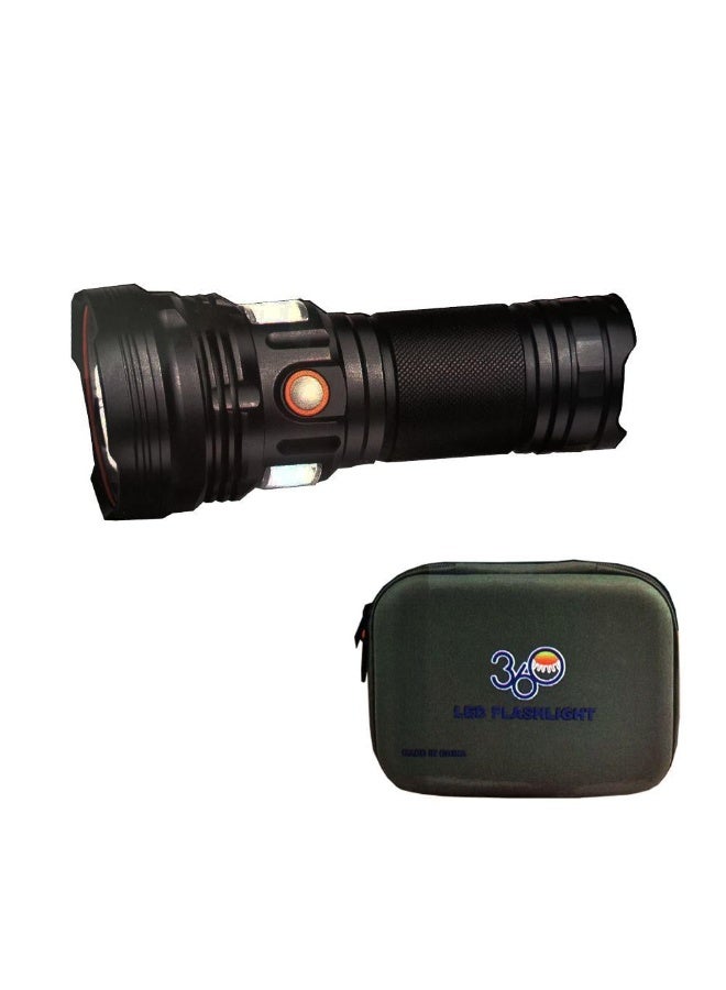 مصباح يدوي تكتيكي LED من طراز C-480 SST45 يعمل لمدة 360 دقيقة - مصباح متعدد الأوضاع قابل لإعادة الشحن عبر منفذ USB مع ضوء جانبي COB
