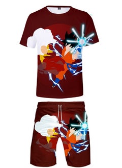 KUYING New Adult And Children's Dragon Ball Pure Cotton Short Clothes Casual Shorts Two-Piece Set  - Image 1