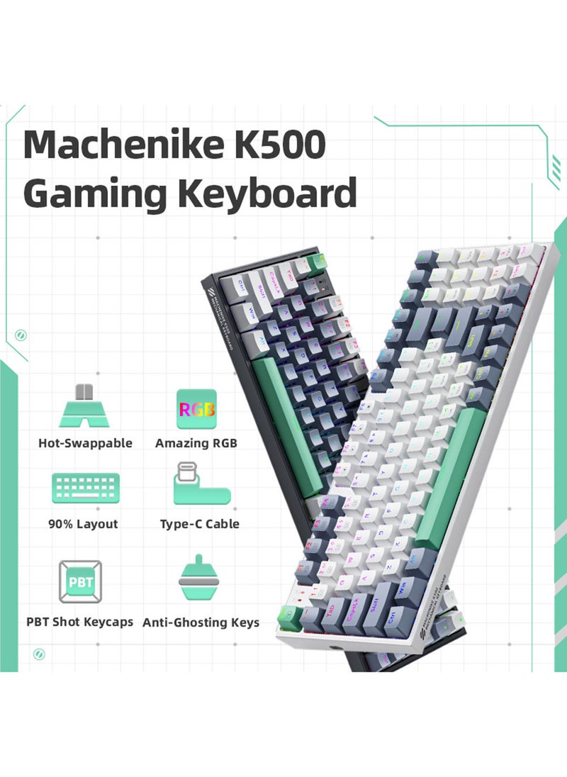 MACHENIKE - 94 Keys Gaming Keyboard Mechanical Wired Keyboard Hot Swappable With Red Switch RGB Light - Image 1