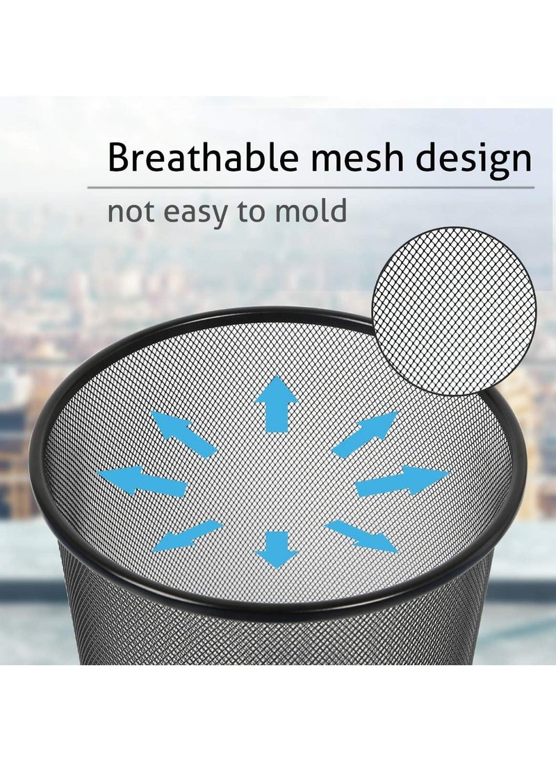 Generic - DIVCHI Circular Mesh Wastebasket Trash Can, Waste Basket Garbage Can Bin for Bathrooms, Kitchens, Home Offices, Dorm Rooms(BLACK) - Image 1