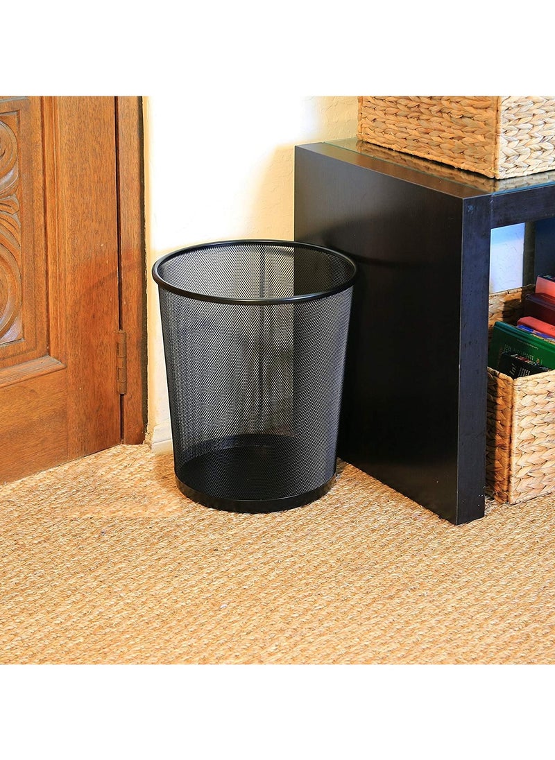 Generic - DIVCHI Circular Mesh Wastebasket Trash Can, Waste Basket Garbage Can Bin for Bathrooms, Kitchens, Home Offices, Dorm Rooms(BLACK) - Image 1