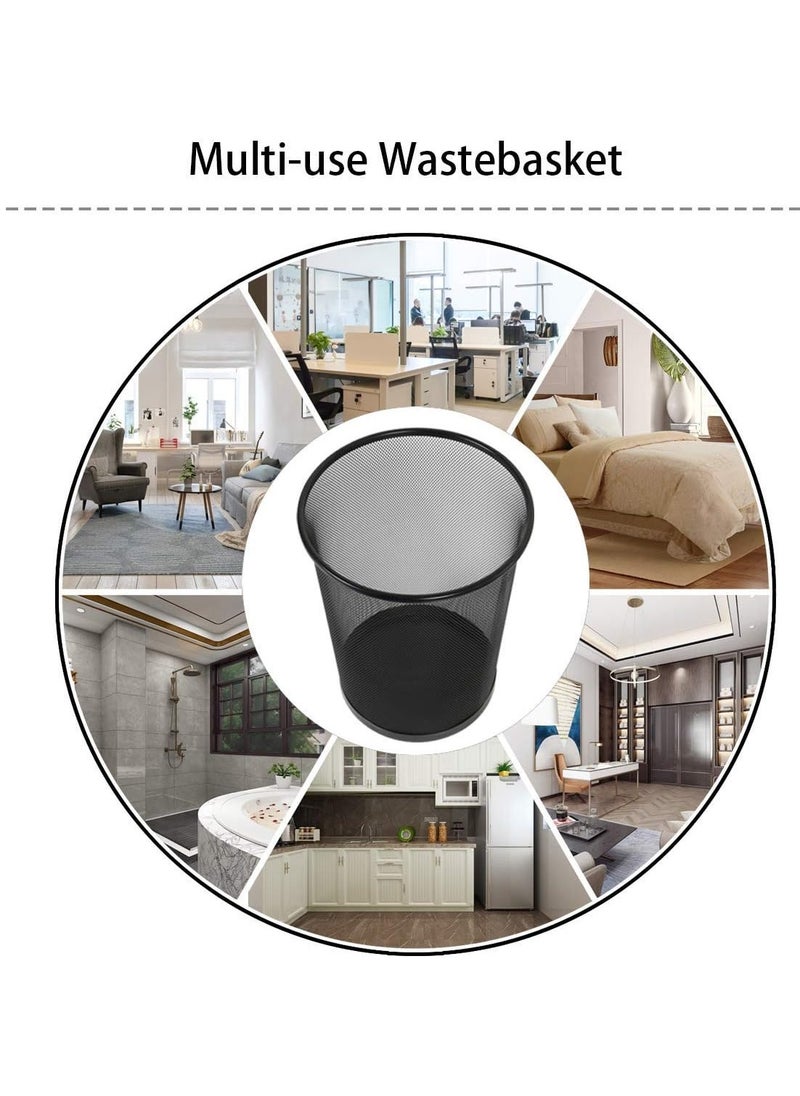 Generic - DIVCHI Circular Mesh Wastebasket Trash Can, Waste Basket Garbage Can Bin for Bathrooms, Kitchens, Home Offices, Dorm Rooms(BLACK) - Image 1