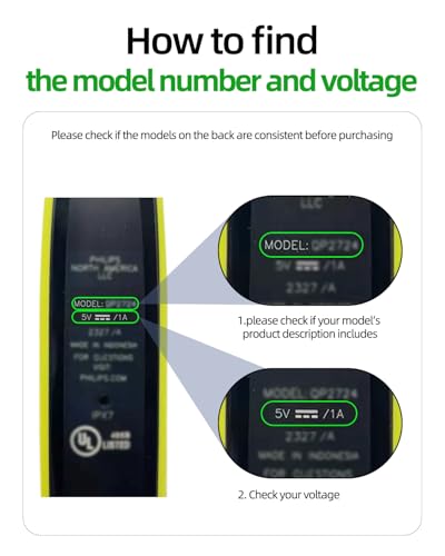 Superer شاحن سريع Superer 5V مناسب لفيليبس نوريلكو ون بليد 360 QP2724 QP2834، سلسلة Wet&Dry 2000 2400، QP4631 QP6542 QP6552 QP4530 QP1924 QP1324 MG7910 MG5910 MG9510 MG3919 MG9525 لآلة حلاقة فيليبس - Image 4