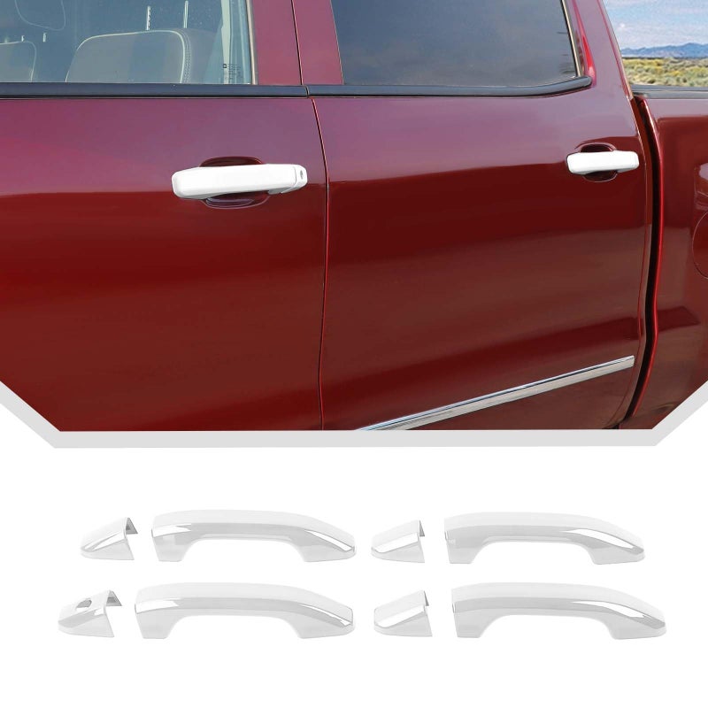 JeCar White Door Handle Cover Fit for Chevrolet SilveradoGMCSierra 2014 - Image 2