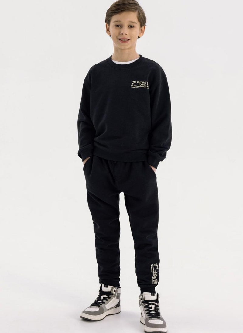MINOTI Boys Tracksuit Set with Joggers and Printed Sweatshirt - Image 1