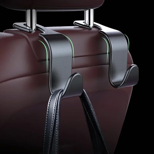 Hian Car Backseat Headrest Hook | Black Color, Pack of 4, 3.2 x 9 x 6 cm | Heavy-Duty Scratch-Resistant PP Plastic | Keeps Car Clean & Organized | for Hanging Purses, Grocery Bags & Coats - Image 3