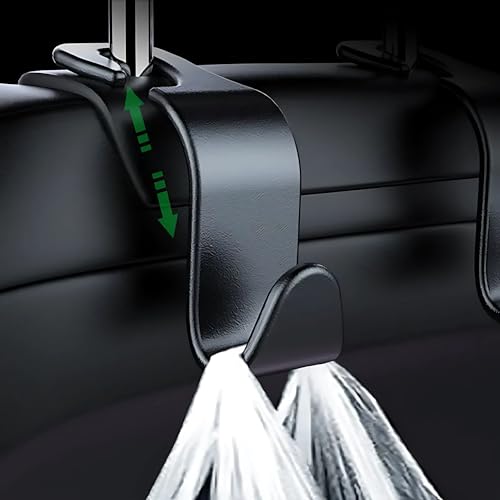 Hian Car Backseat Headrest Hook | Black Color, Pack of 4, 3.2 x 9 x 6 cm | Heavy-Duty Scratch-Resistant PP Plastic | Keeps Car Clean & Organized | for Hanging Purses, Grocery Bags & Coats - Image 4