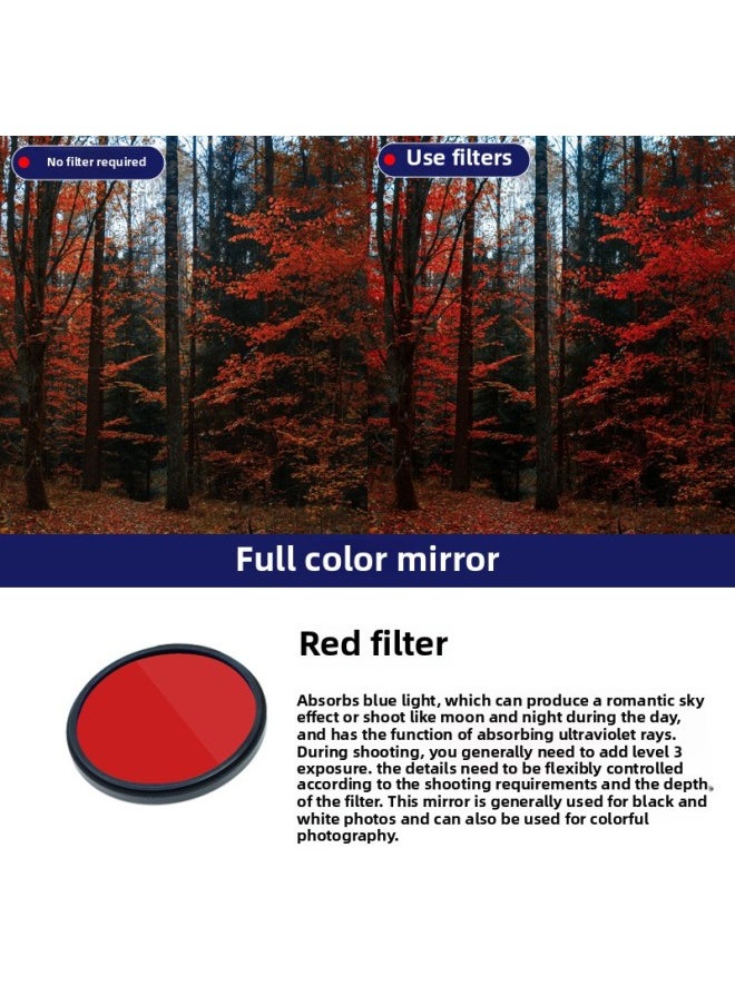 Generic SLR Camera Full Color Filter 52586777 Yellow Orange Red Green Blue Purple Full Color Round Filter Diving Balance Piece-Color:Red-Dimensions:25mm (customized)  - Image 1
