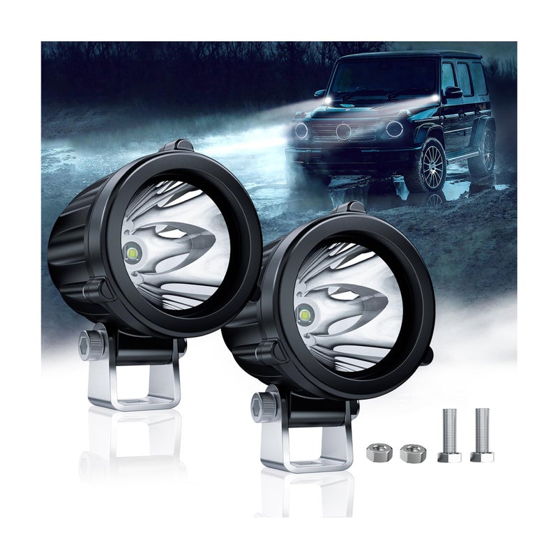 4WDKING 2" LED Round Light 20W Spot Driving Light Waterproof Off-Road Work Lamp for Motorcycle, ATV, UTV, Dirt Bike, 4x4 Pickup Truck, Boat, Trailer - Pack of 2 - Image 1