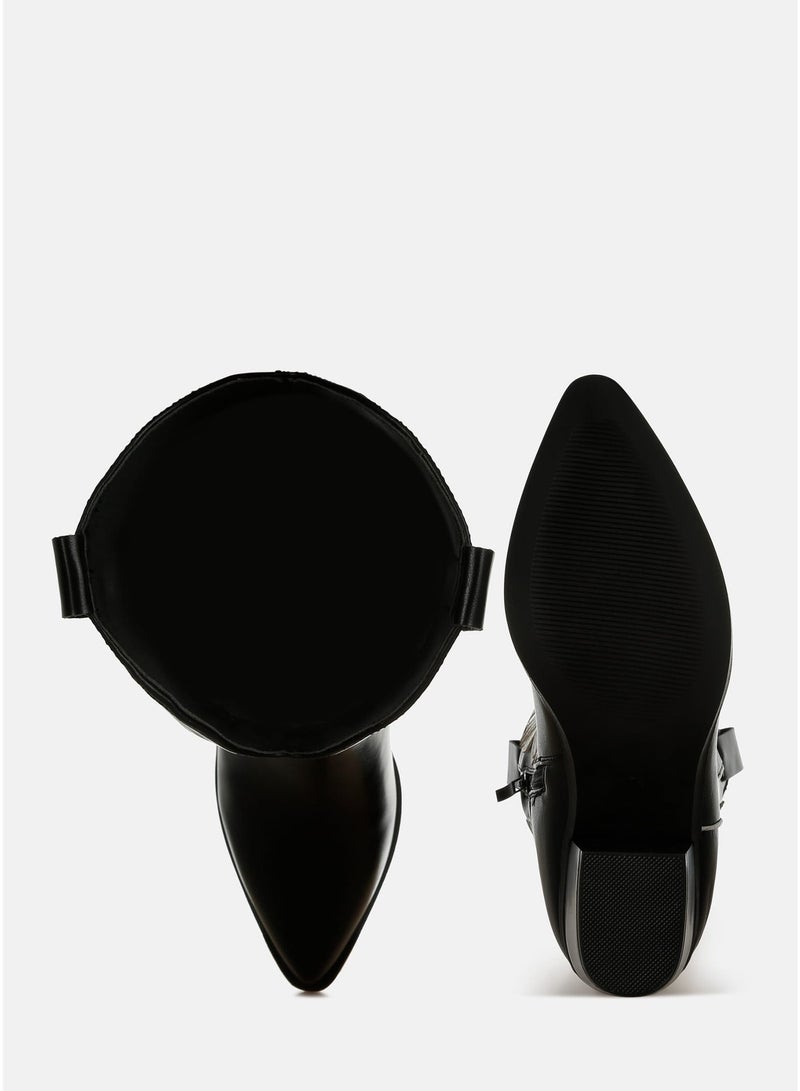 London Rag Winged Patchwork Cowboy Boots in Black - Image 5