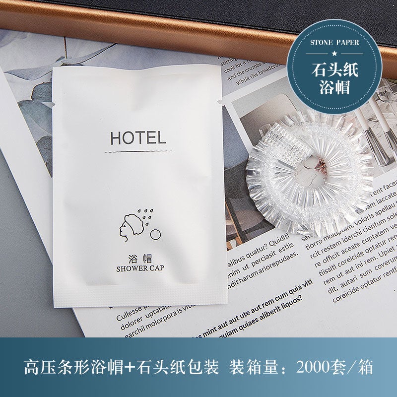 Luxury Eco-Friendly Disposable Toothbrush Set Waterproof Shower Cap [thick high pressure shower cap]]