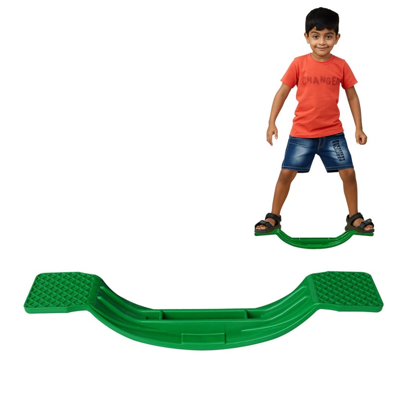 GISCO لوحة توازن، لوحة توازن متأرجحة، لوحة تأرجح، ألعاب أطفال على شكل أرجوحة، ألعاب تدريب رياضية للأطفال، لعبة داخلية/خارجية | مصنوعة من بلاستيك متين وآمن | (أخضر) - Image 1