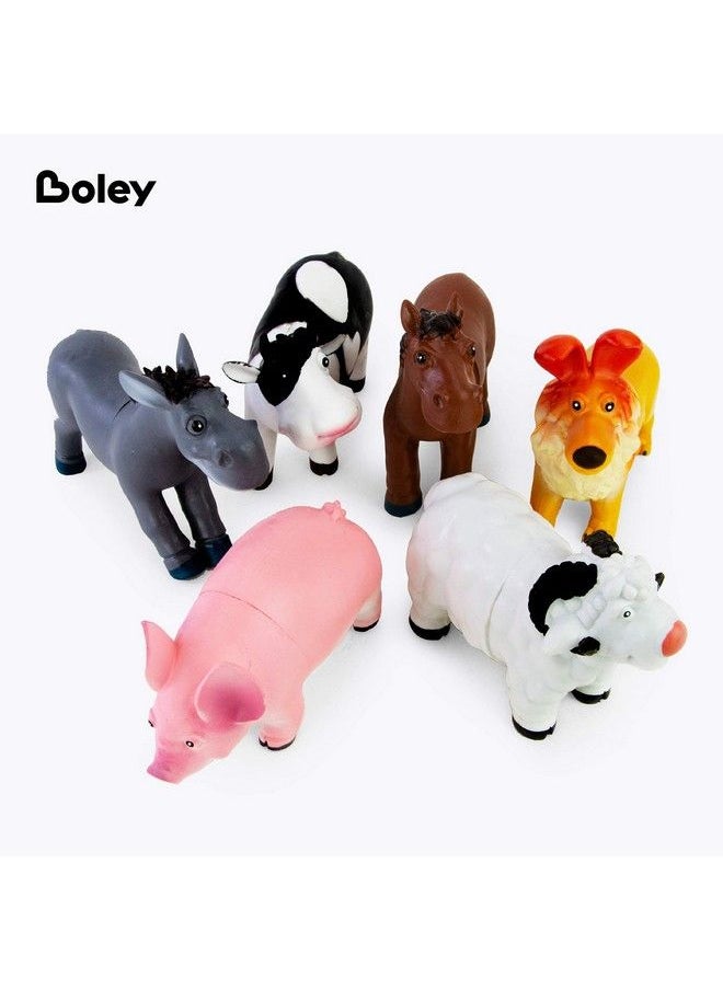 BOLEY - Soft Farm Animal Toys 6 Piece Small Farm Animal Figures For Kids Ages 3 And Up Cute Soft Plastic Animal Figurines Set Farm Animals For Toddlers - Image 1