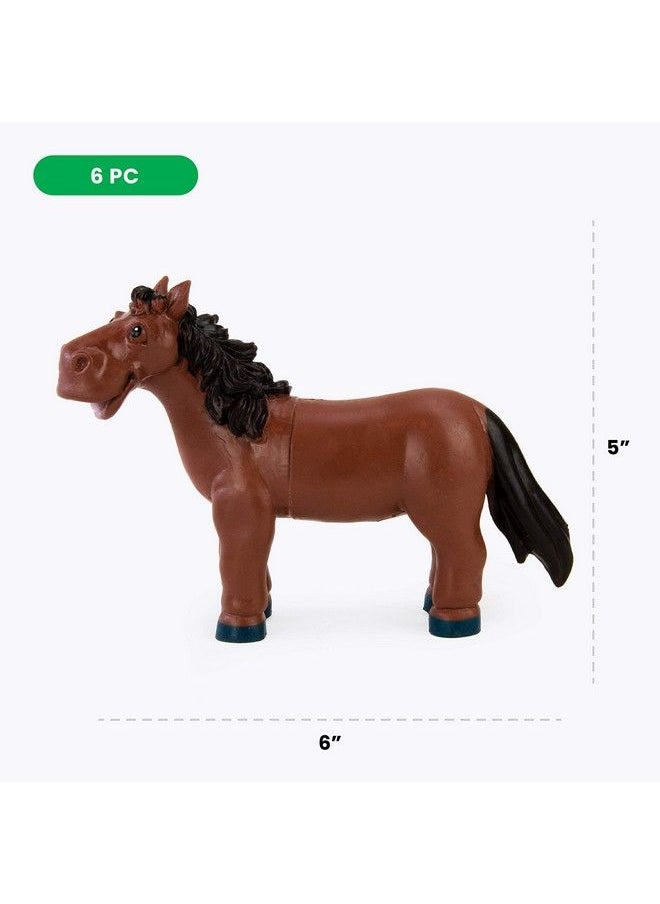 BOLEY - Soft Farm Animal Toys 6 Piece Small Farm Animal Figures For Kids Ages 3 And Up Cute Soft Plastic Animal Figurines Set Farm Animals For Toddlers - Image 1