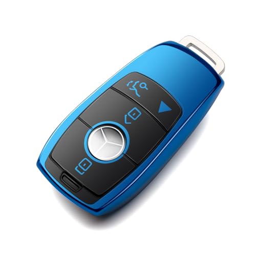 ZSPDACC Compatible with Mercedes Benz Key Fob Cover Blue car key chain case Protector Holder E300 E350 E400 E450 A220 CLA250 C300 GLA250 GLB250 GLC300 GLE350 GLE450 GLE580 G550 C43 E53 E63 Accessories - Image 1