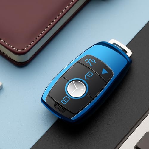 ZSPDACC Compatible with Mercedes Benz Key Fob Cover Blue car key chain case Protector Holder E300 E350 E400 E450 A220 CLA250 C300 GLA250 GLB250 GLC300 GLE350 GLE450 GLE580 G550 C43 E53 E63 Accessories - Image 4