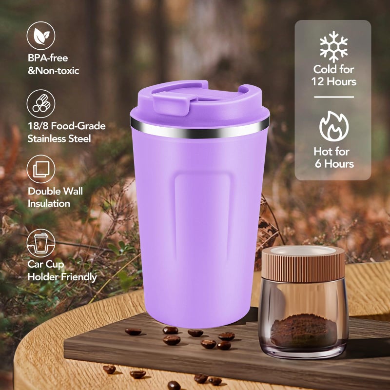 Volhoply 12 oz Double Wall Insulated Vacuum Travel Coffee Mug with Flip Lid Bulk 8 Pack,Reusable Stainless Steel Leak Proof Coffee Cup,Portable Cafe Thermal Tumbler for Hot Drinks(Assort Color,8 Set) - Image 5