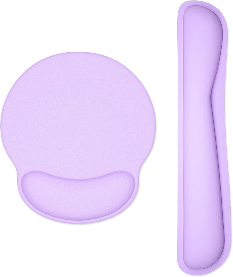 Dapesuom Keyboard Wrist Rest and Mouse Pad with Wrist Support, Cute Memory Foam Cushion for Keyboard and Mouse Set, Ergonomic Pad Rests with Non Slip Base for Easy Typing & Pain Relief, Vanilla Purple - Image 1
