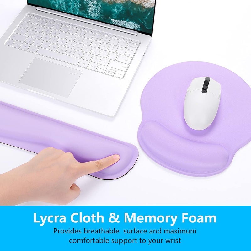 Dapesuom Keyboard Wrist Rest and Mouse Pad with Wrist Support, Cute Memory Foam Cushion for Keyboard and Mouse Set, Ergonomic Pad Rests with Non Slip Base for Easy Typing & Pain Relief, Vanilla Purple - Image 4