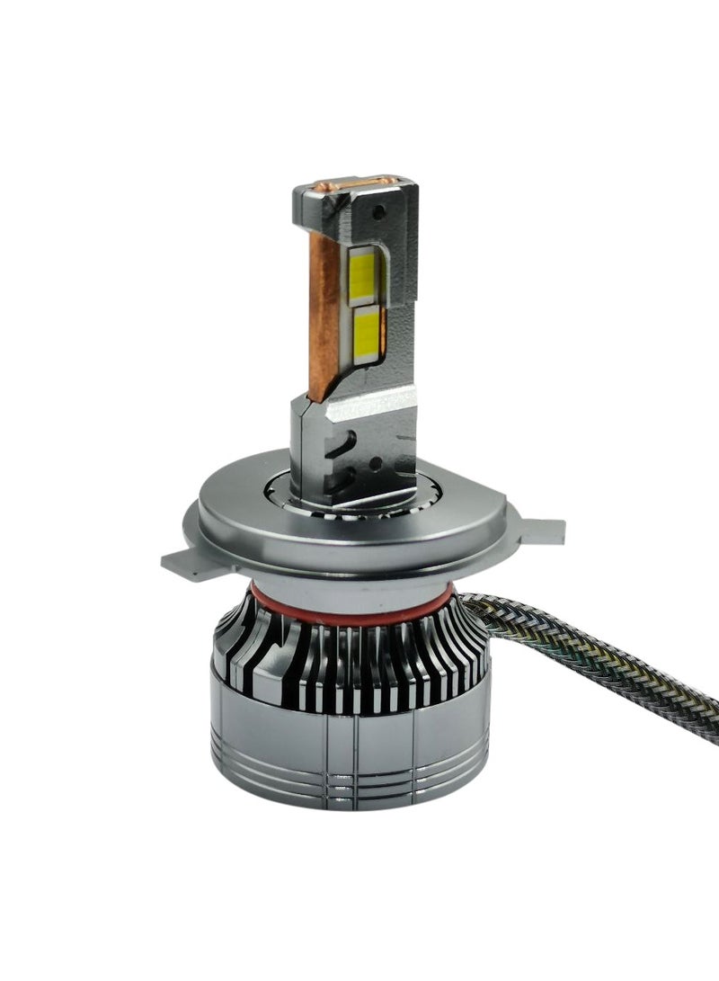 100مايلز مصباح LED للسيارة H4 75W 12000LM 6500K مصباح أمامي LED للسيارة مع نظام مروحة التبريد - 100 ميل - Image 3