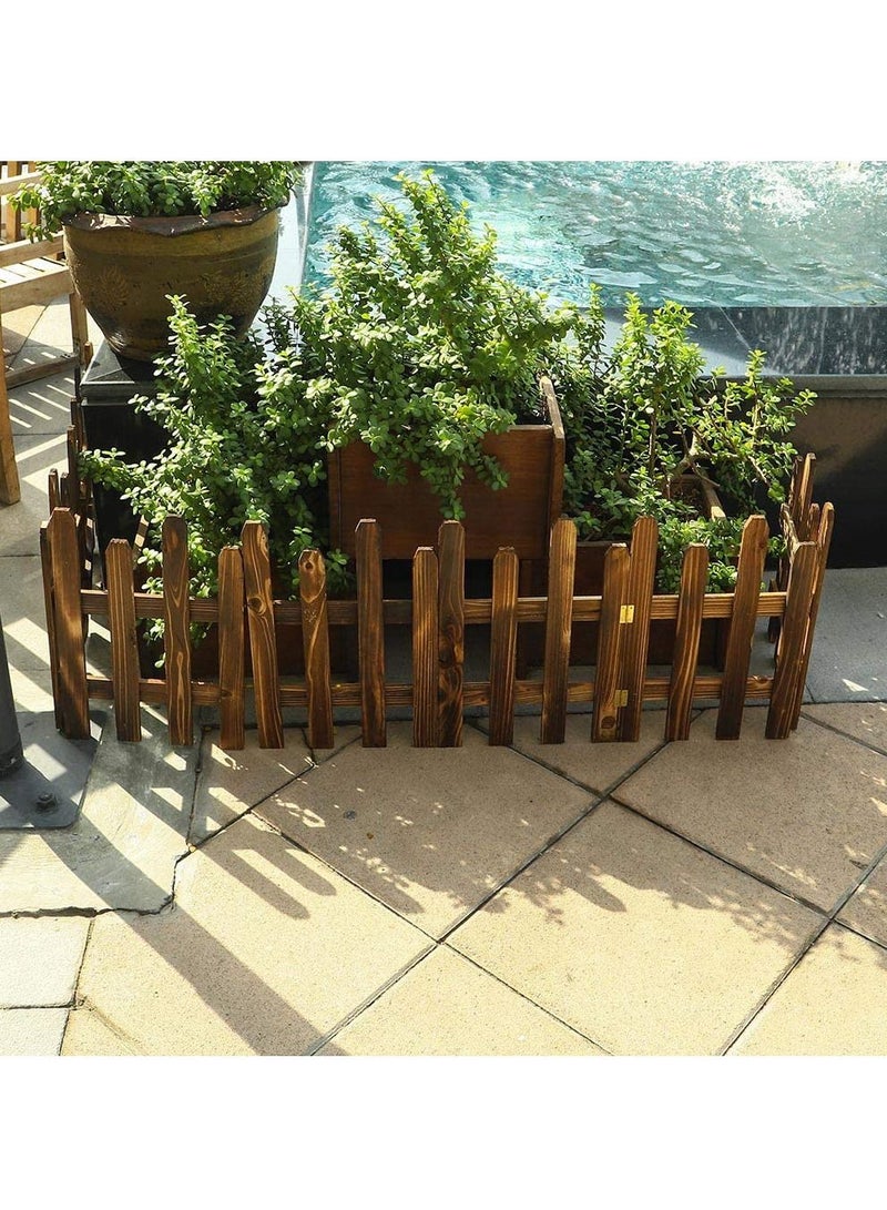 LINGWEI Wooden Fence Garden Edging Border Brown 160x40cm - Image 4