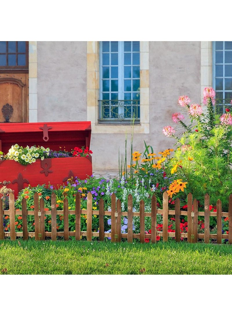 LINGWEI Wooden Fence Garden Edging Border Brown 160x40cm - Image 5