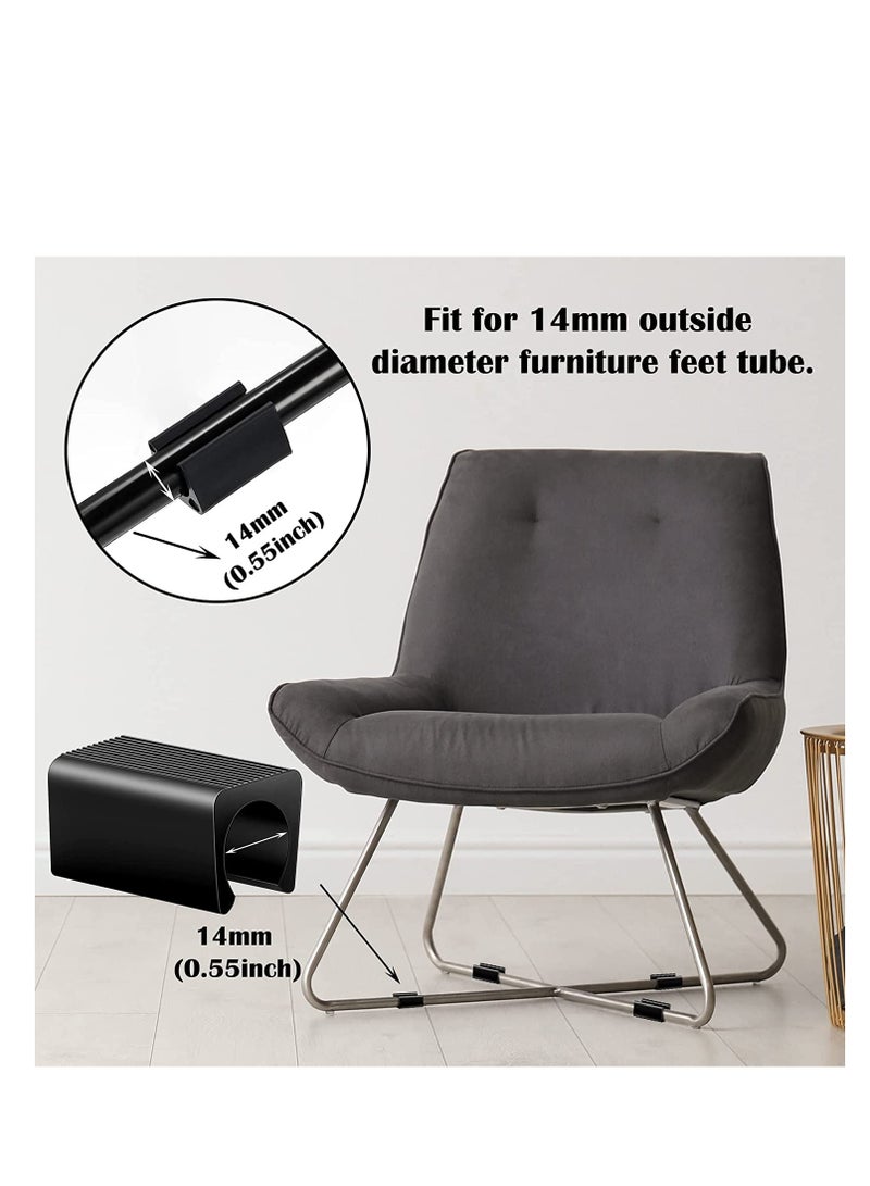 مخففات الضوضاء لحماية الأرجل البلاستيكية للأثاث بقطر 14 مللي متر، أغطية على شكل U غير قابلة للانزلاق للكراسي المعدنية، عبوة 40، لون أسود - Image 2