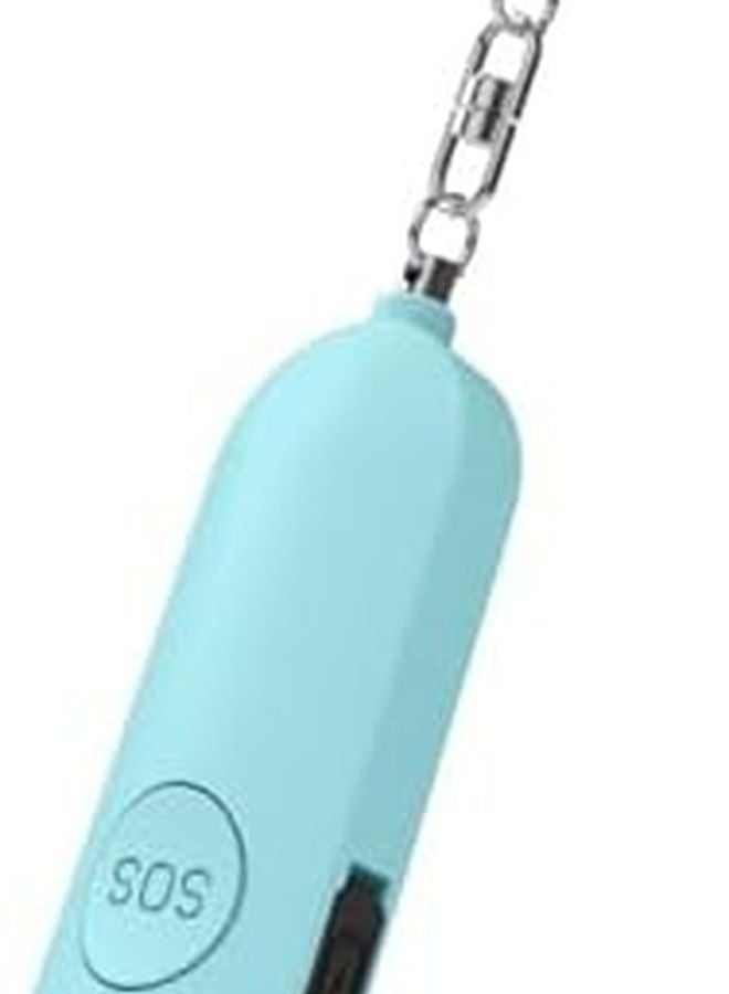 Blue Rechargeable 130dB Personal Alarm Keychain with LED Light for Students Night Walkers - Image 1