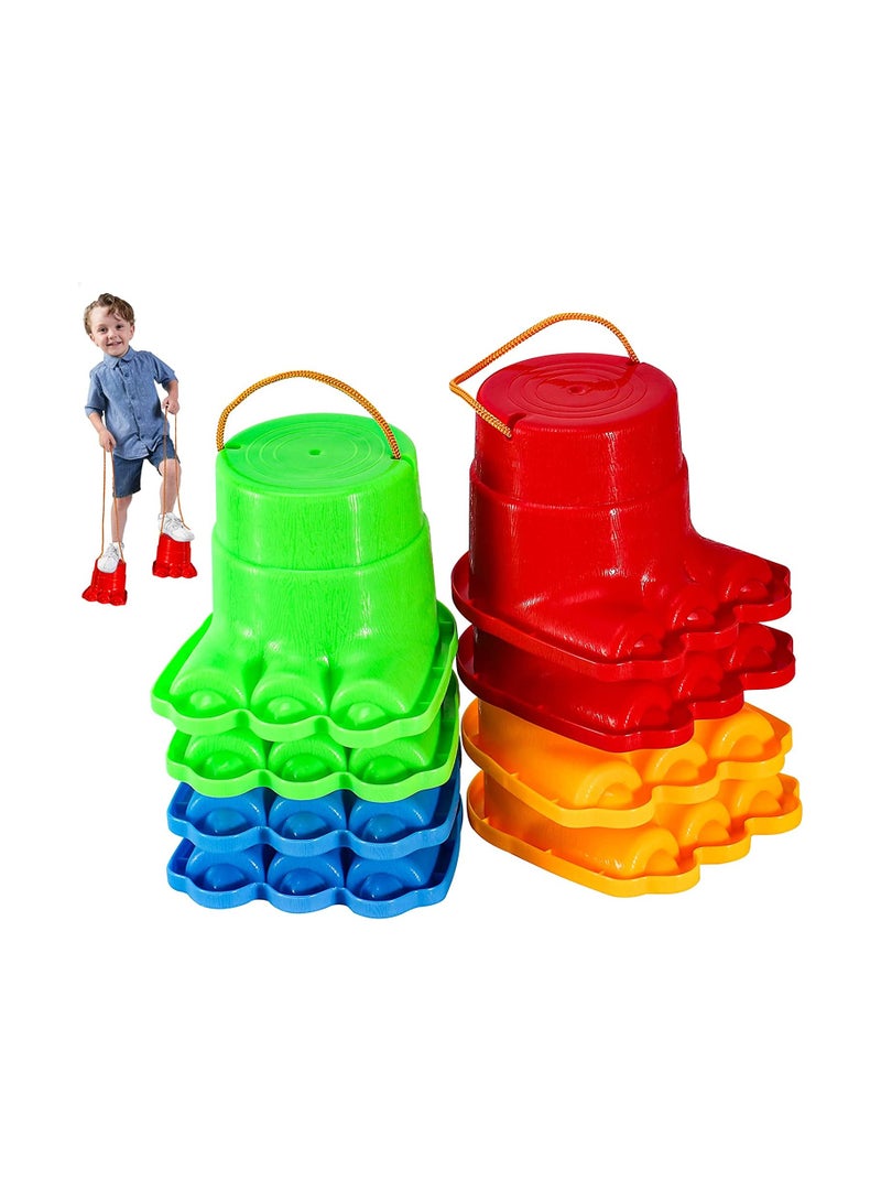 Kids Walking Stilts 4 Pairs Adjustable Balance Toys for Active Play and Coordination Development 8 Stilts Total  - Image 1