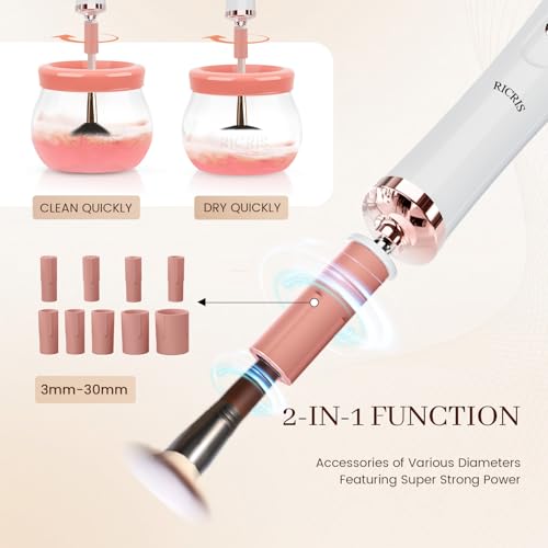 RICRIS Electric Makeup Brush Cleaner and Dryer Machine Super Fast Clean and Dry Make Up Brushes Automatic Cosmetic Brush Spinner Washer Tools - Image 3