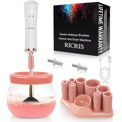 RICRIS Electric Makeup Brush Cleaner and Dryer Machine Super Fast Clean and Dry Make Up Brushes Automatic Cosmetic Brush Spinner Washer Tools - Image 1