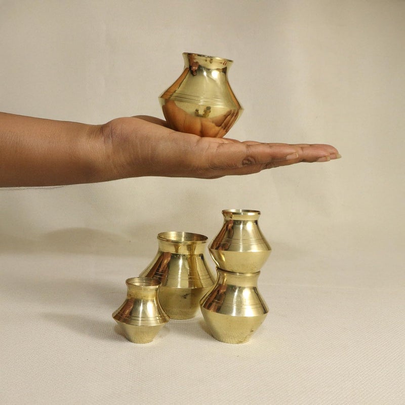 Putrika Brass Kubera Kudam Set of 5Gubera Panai SetMatki Set of 5Kalash SetLakshmi Kuberar Lucky Potkuberar panai for PoojaHome Decor Weight 275gm Height 75inch - Image 2
