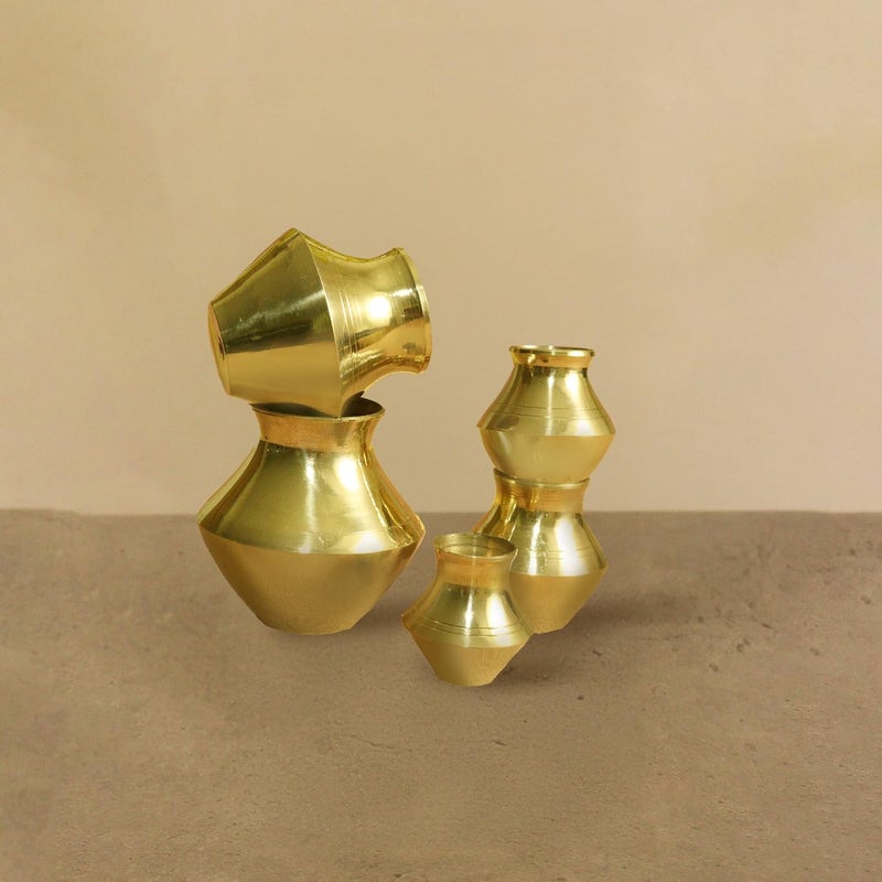 Putrika Brass Kubera Kudam Set of 5Gubera Panai SetMatki Set of 5Kalash SetLakshmi Kuberar Lucky Potkuberar panai for PoojaHome Decor Weight 275gm Height 75inch - Image 3