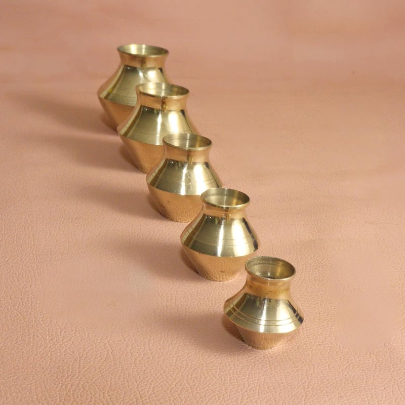 Putrika Brass Kubera Kudam Set of 5Gubera Panai SetMatki Set of 5Kalash SetLakshmi Kuberar Lucky Potkuberar panai for PoojaHome Decor Weight 275gm Height 75inch - Image 4