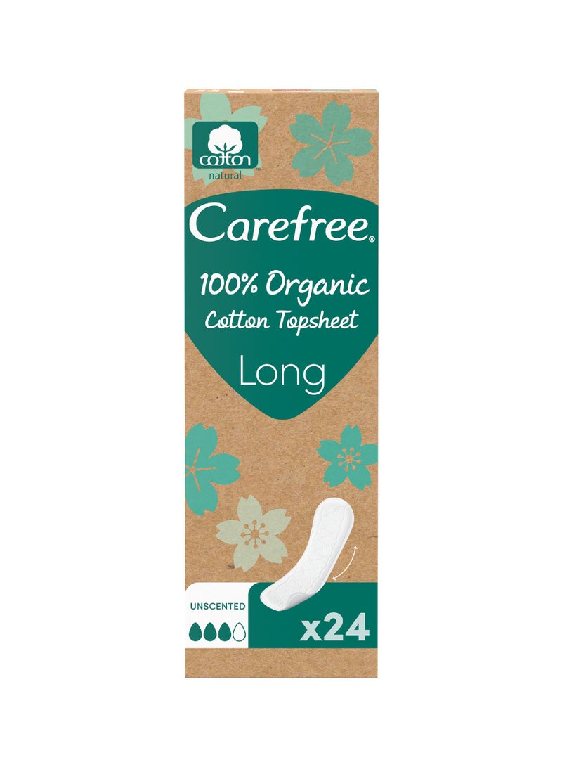 Carefree Organic Cotton Liners Dermatologically Tested Fragrance Free Long Size 24 Pcs - Image 1
