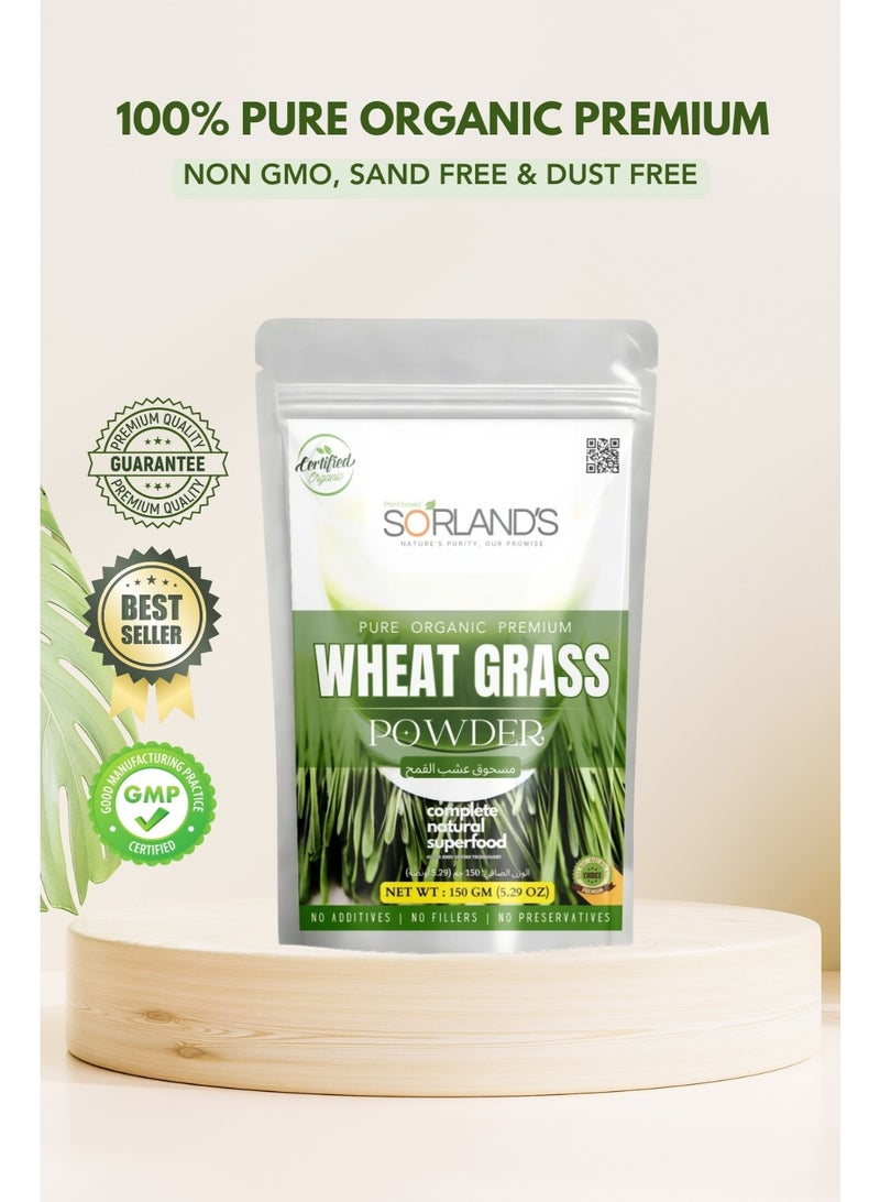 Sorland's Pure Organic Wheat grass Powder(150gm)-Complete Natural Superfood, Premium Quality with Shed Drying Solar Technology - Image 2